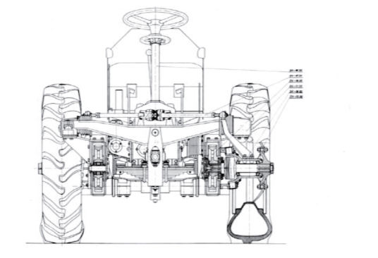 Rysunek konstrukcyjny ciągnika EH 4x4 wersja II widok z przodu