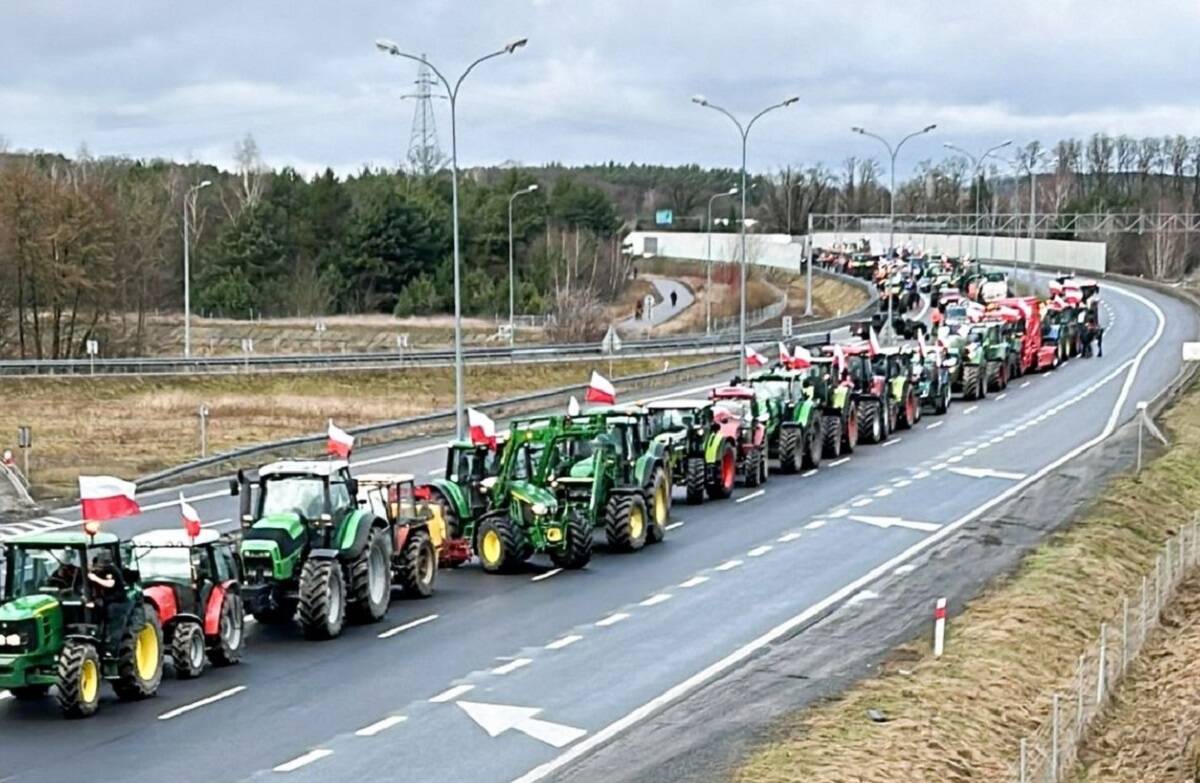 protest rolników, s3, blokada drogi