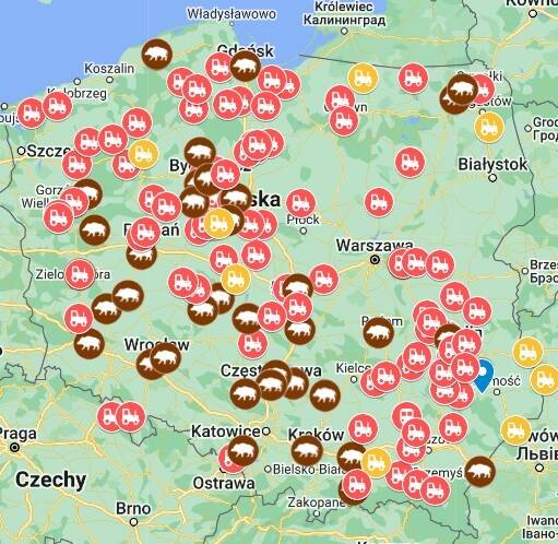 mapa protestow 20 02 23 cenyrolnicze pl
